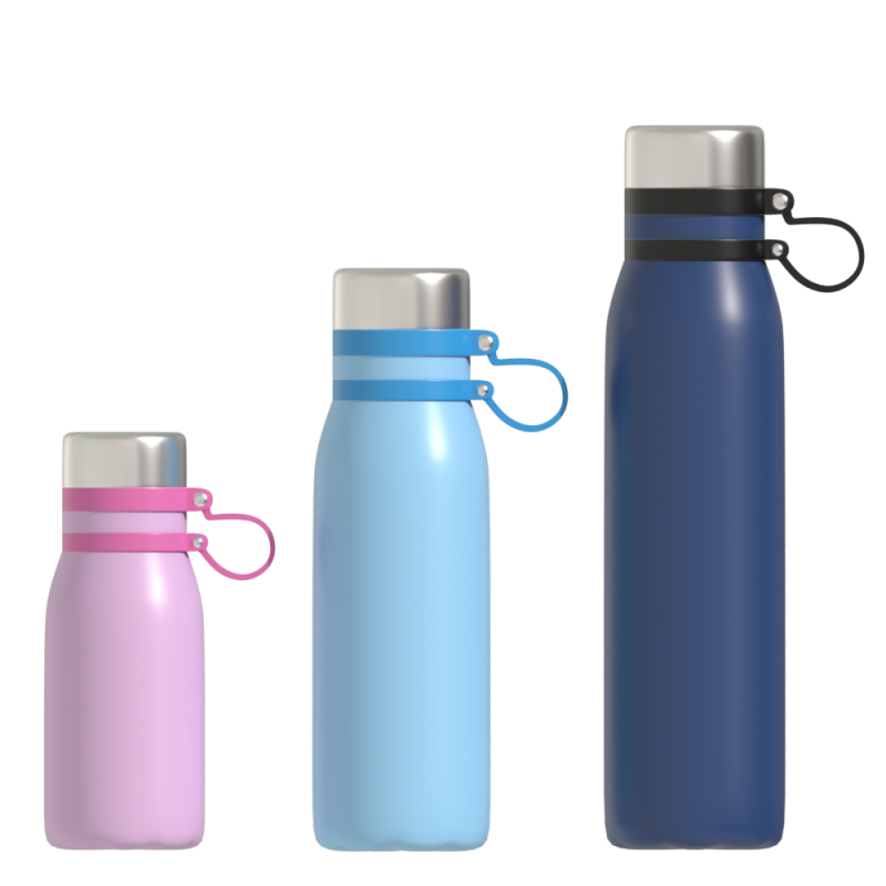 Лидер продаж, бутылка из нержавеющей стали для воды, 500 мл, термос с двойными стенками, бутылка для воды без BPA, с силиконовой ручкой