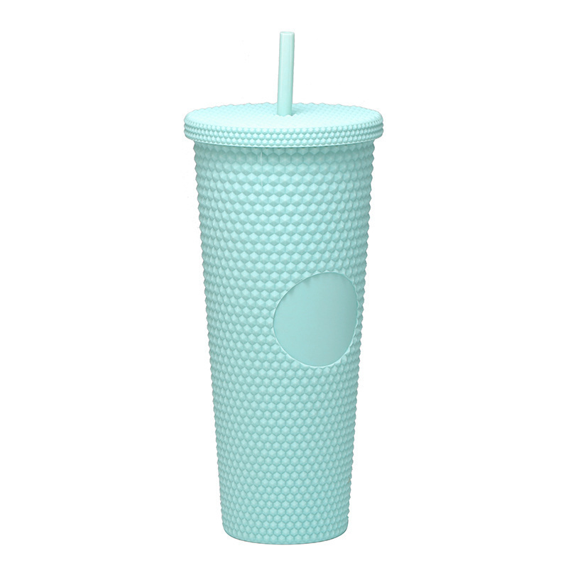 Double Wall Capacity Studded Pinch Cup 22OZ Fashion Creative AS Straw Durian Plastic Cup