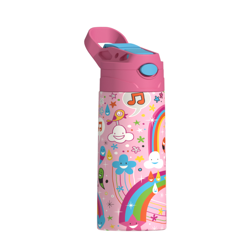 Wholesale 350ml water bottle Vacuum Insulated Thermos Flask Stainless Steel Water Bottle with Straw for Kids