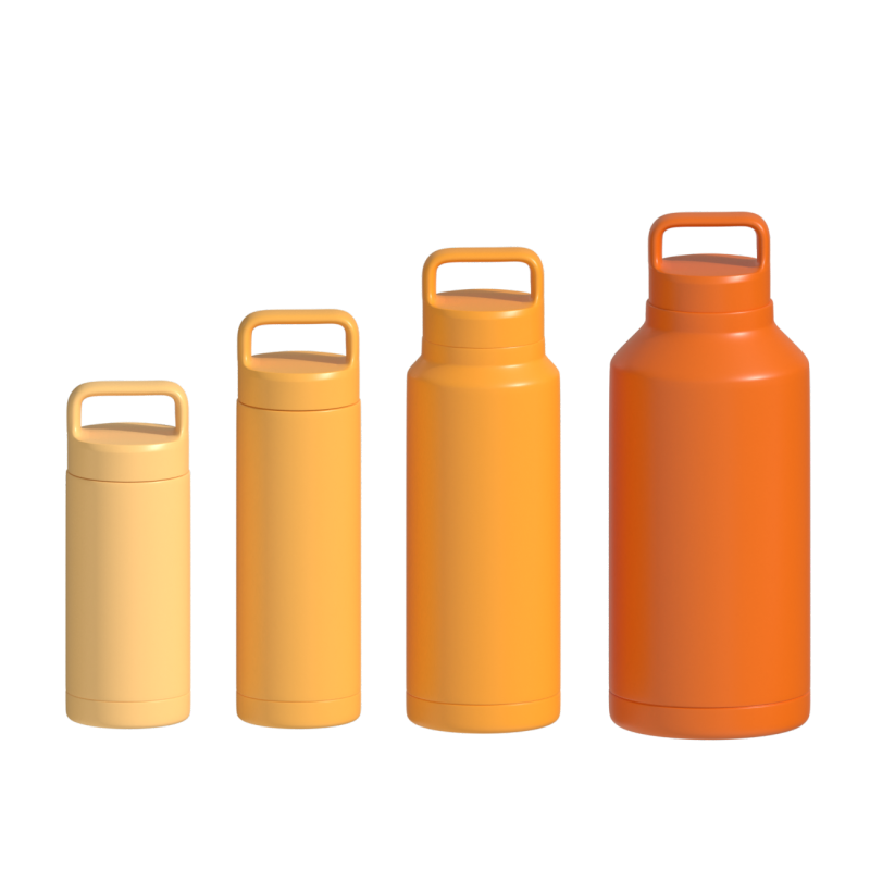 قارورة فراغ من الفولاذ المقاوم للصدأ بجدار مزدوج معزولة مع غطاء مقبض زجاجة مياه رياضية