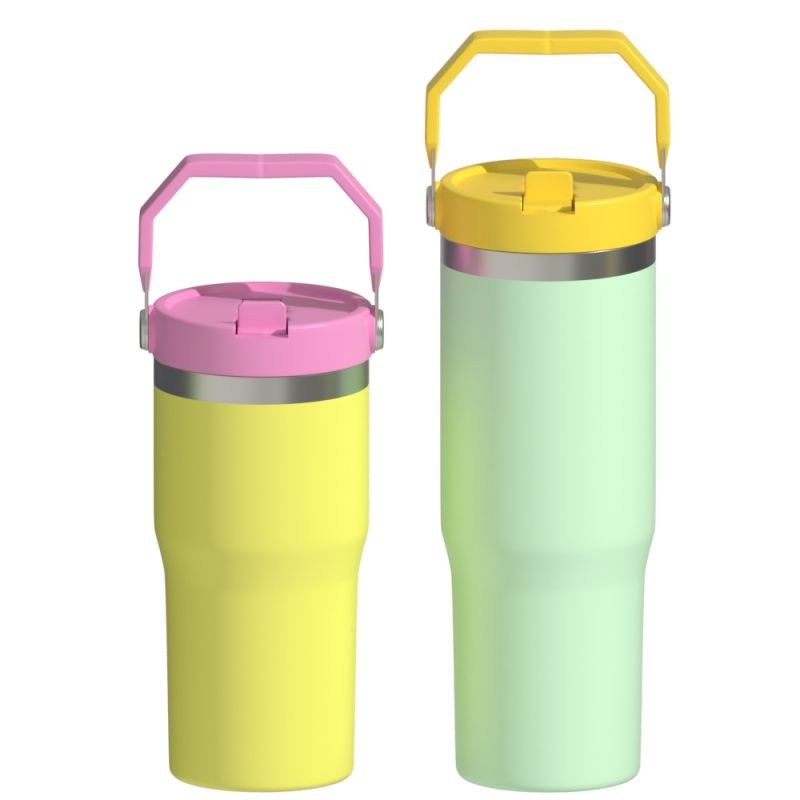 Wholesale 30OZ Double Wall Vacuum Insulated Stainless Steel Travel Tumbler Thermos Cup With Handle And Flip Straw