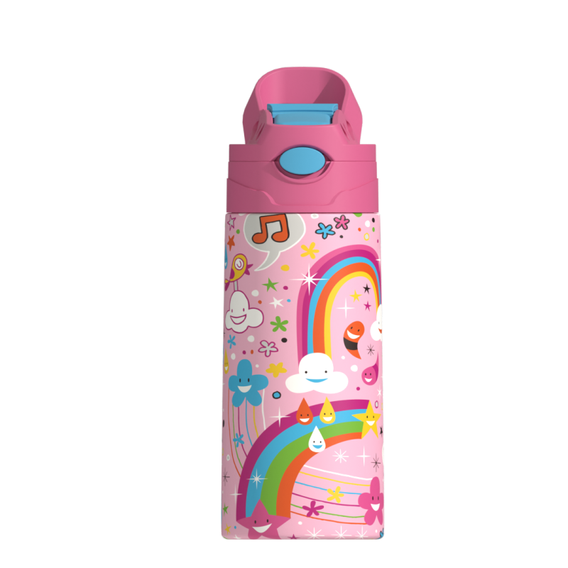 Wholesale custom logo insulate stainless steel water bottle for kid flask bottle double walled vacuum termos with lid.
