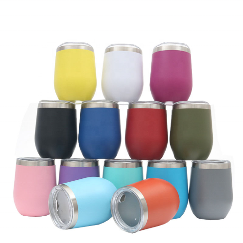 Promotion insulated tumbler 18/8 double stainless steel egg wine cup fashionable 12oz wine tumbler