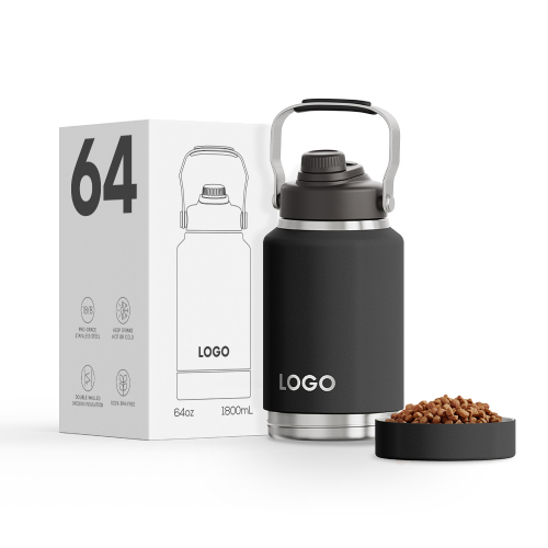 Wholesale Stainless Steel Big Capacity Travel Water Jug Double Wall Vacuum Insulated 64OZ Water Bottle with Pet Bowl