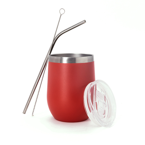 Wholesale Cheap Stainless Steel  Egg Shape Mugs Vacuum Insulated 12 OZ Wine Tumbler with Lid