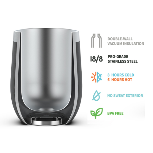 Wholesale Cheap Stainless Steel  Egg Shape Mugs Vacuum Insulated 12 OZ Wine Tumbler with Lid