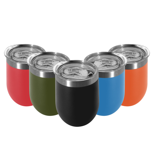 Wholesale Cheap Stainless Steel  Egg Shape Mugs Vacuum Insulated 12 OZ Wine Tumbler with Lid