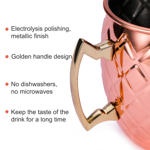 Stainless Steel Wine Cups 530 Ml Copper Cocktail Hammered Moscow Mule Mugs
