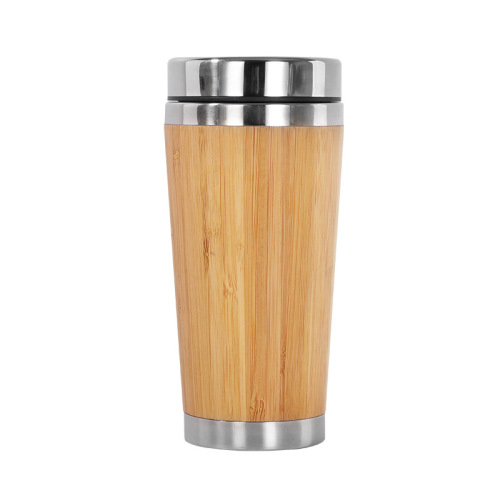 Wholesale Stainless Steel Travel Beer Tumbler Double Wall Insulated Coffee Mug With Bamboo Shell