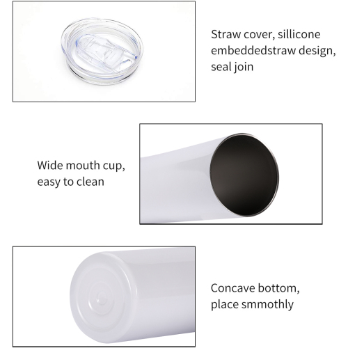 Factory Sublimation Blank 20 oz Cups Stainless Steel Wholesale Double Wall White Tumbler with Lid