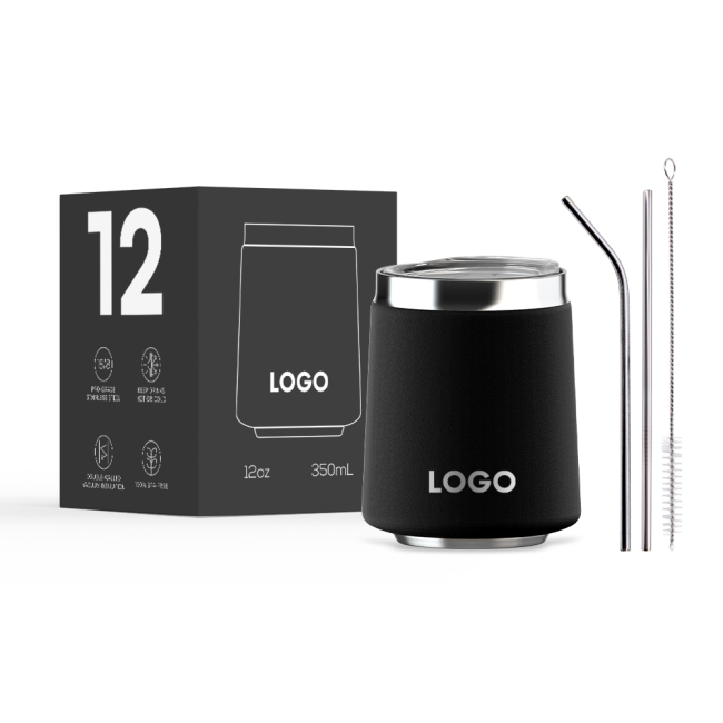 Wine Tumbler  New Shape 12OZ Coffee Mug Customized With Lid And Straw Double Wall Vacuum Insulated For Champagne C