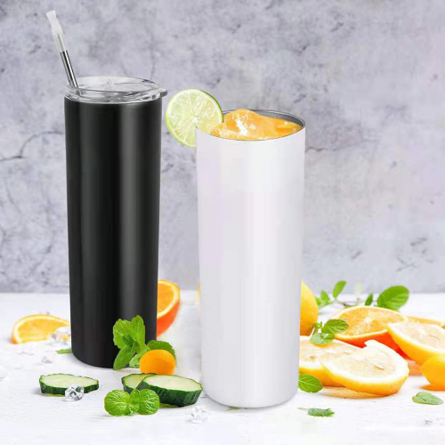 20 Oz White Straight Sublimation Blanks Stainless Steel Tumblers With Straw