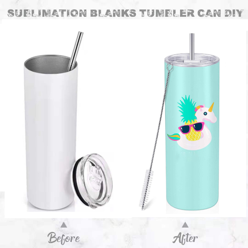 20 Oz White Straight Sublimation Blanks Stainless Steel Tumblers With Straw