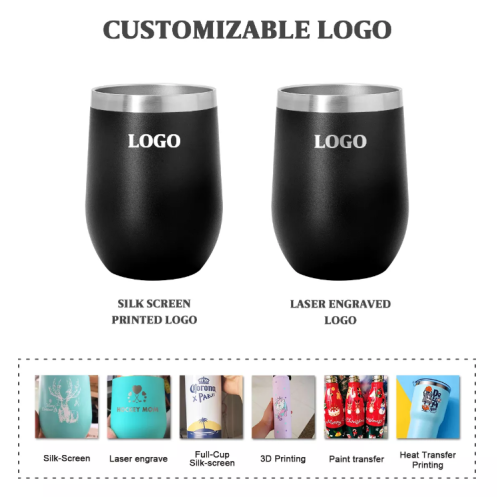 Wine Tumbler Coffee Mug 12OZ Customized With Lid And Straw Double Wall Vacuum Insulated For Champagne Cocktail Beer Coffee