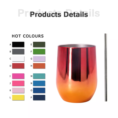 Wine Tumbler Coffee Mug 12OZ Customized With Lid And Straw Double Wall Vacuum Insulated For Champagne Cocktail Beer Coffee