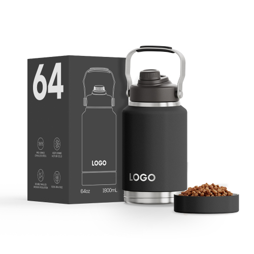 Stainless Steel Big Capacity Water Jug Double Wall Handle Lid Insulated Water Bottle with Pet Bowl