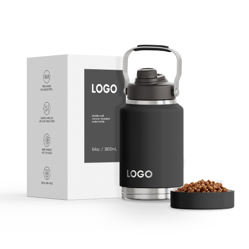 Stainless Steel Vacuum Insulated 64 OZ Custom Logo Dog Water Bowl Outdoor Water Bottle with Pet Bowl
