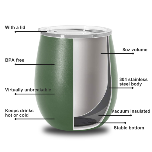 Hot Selling 8oz Stainless Steel Insulated Egg Shape Wine Tumbler Mug Coffee Mug