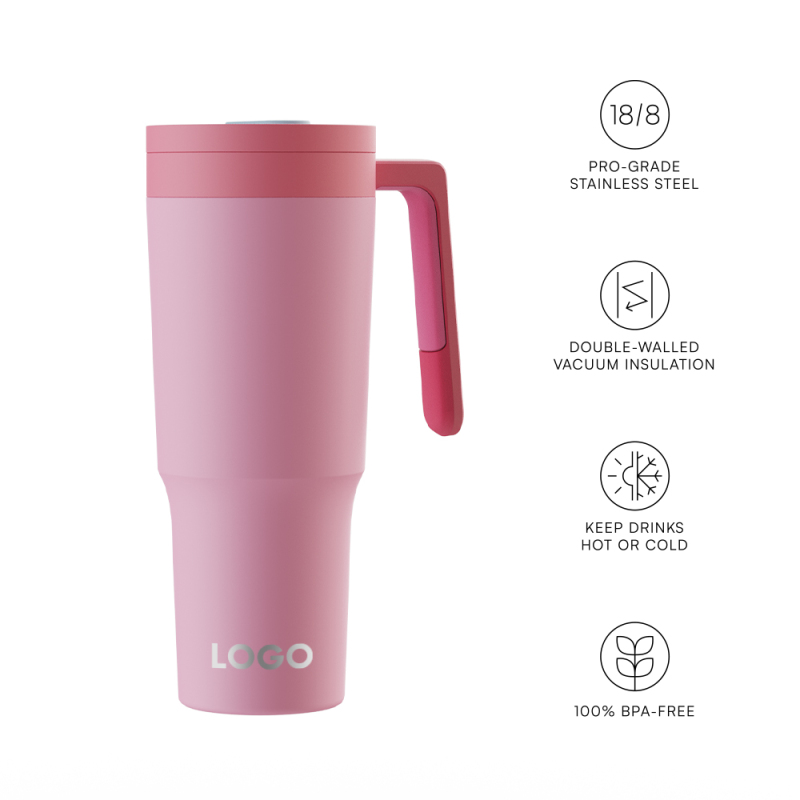 Wholesale reusable travel custom vacuum insulated stainless steel tumbler 40 oz tumbler with handle
