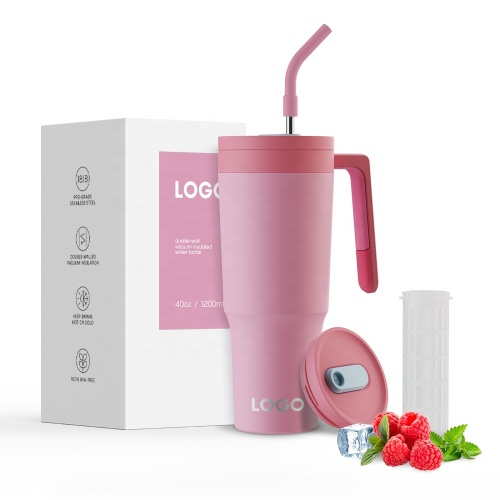 Wholesale reusable travel custom vacuum insulated stainless steel tumbler 40 oz tumbler with handle
