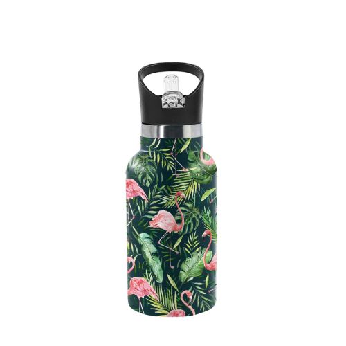 18 8  Stainless Steel Thermal Insulated Print Paint Transfer 12 Oz 350 Ml Vacuum Water Bottle with straw lid