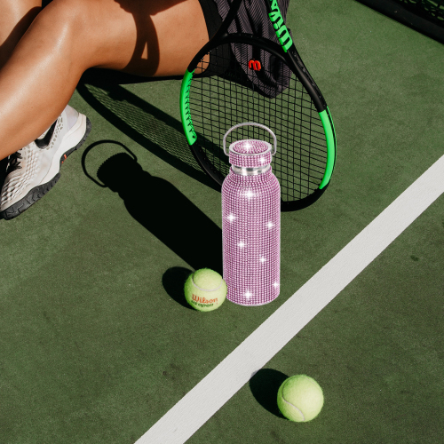 500ml Women Portable Handle Rhinestone  Power Coated Stainless Steel Water Bottle Diamond Water Bottle