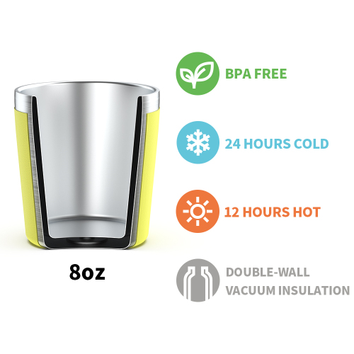 Stainless Steel Wholesale 8 oz  Powder Coated  Milk Tumbler With Custom Logo Travel Mug With Lid