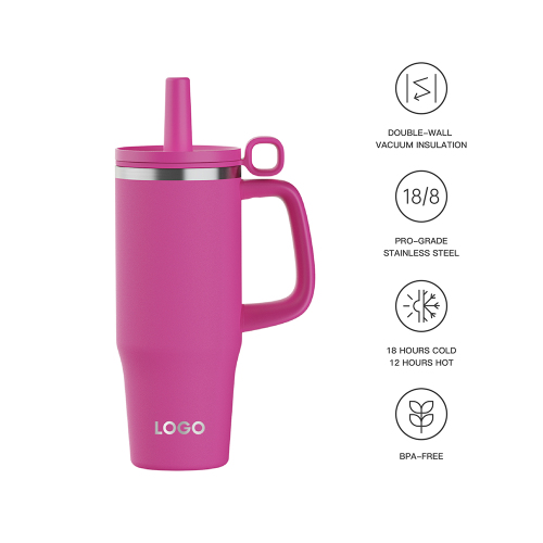 Wholesale 32OZ Stainless Steel Tumbler With Handle Christmas Gift Food Grade With Straw Vacuum insulated With Customized Logo An