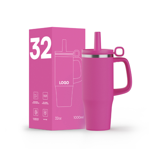 Wholesale 32OZ Stainless Steel Tumbler With Handle Christmas Gift Food Grade With Straw Vacuum insulated With Customized Logo An