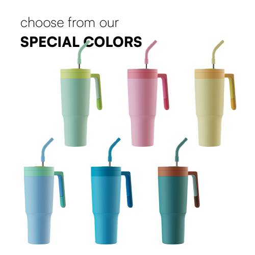 With Straw 40OZ Stainless Steel Tumbler With Handle Food Grade Vacuum insulated With Customized Logo And Design