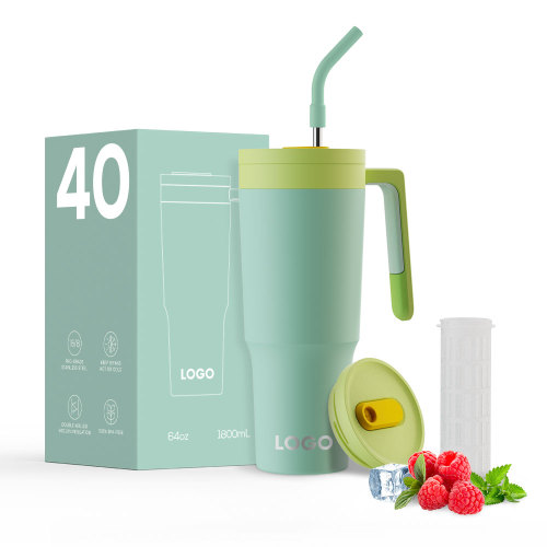 With Straw 40OZ Stainless Steel Tumbler With Handle Food Grade Vacuum insulated With Customized Logo And Design