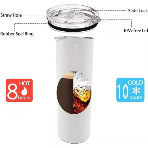 Sublimation Blank Stainless Steel Coffee Mugs Vacuum Skinny Tumblers Double Wall Straight Tumbler