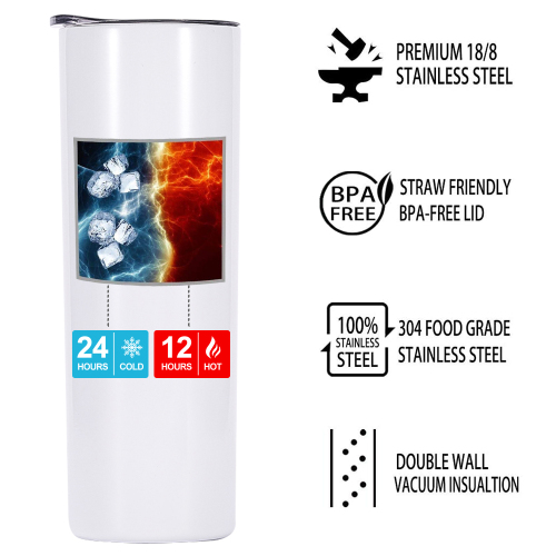 Sublimation Blank Stainless Steel Coffee Mugs Vacuum Skinny Tumblers Double Wall Straight Tumbler