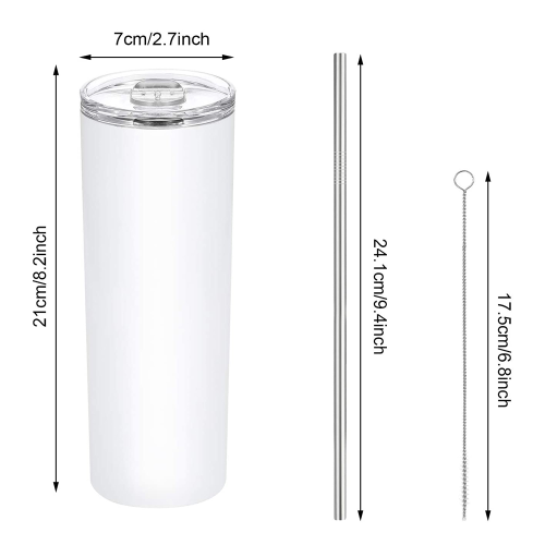 Sublimation Blank Stainless Steel Coffee Mugs Vacuum Skinny Tumblers Double Wall Straight Tumbler