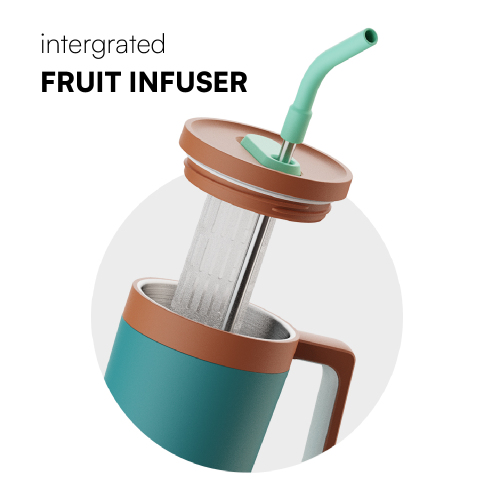 Stainless Steel 40 Oz Mug Double Vacuum Coffee Tumbler With Handle with fruit infuser