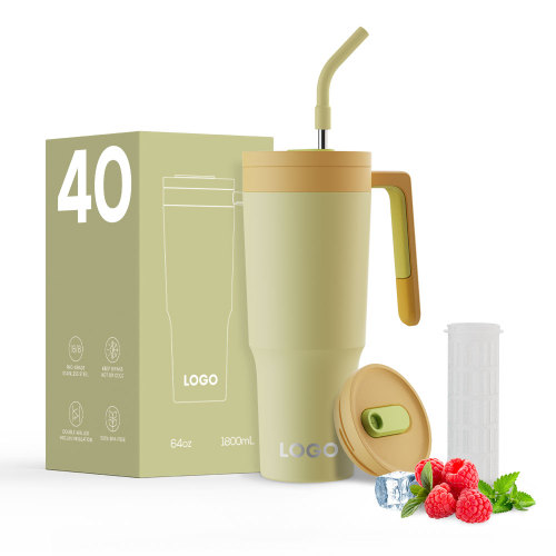 Stainless Steel 40 Oz Mug Double Vacuum Coffee Tumbler With Handle with fruit infuser