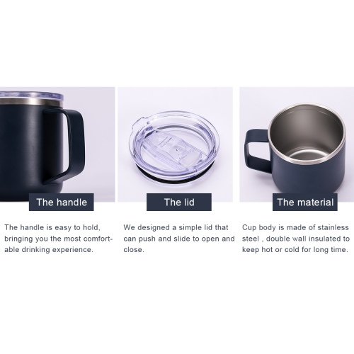 Wholesale powder coated 10 oz tea mug with custom logo travel mug with lid stainless steel coffee mug