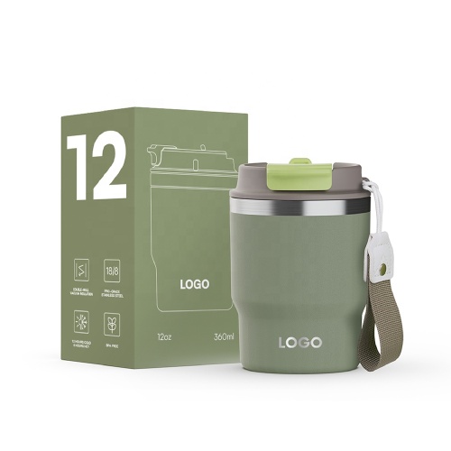 Wholesale food grade bpa free double wall vacuum 12oz 2 in 1 tumbler with straw travel coffee mugs