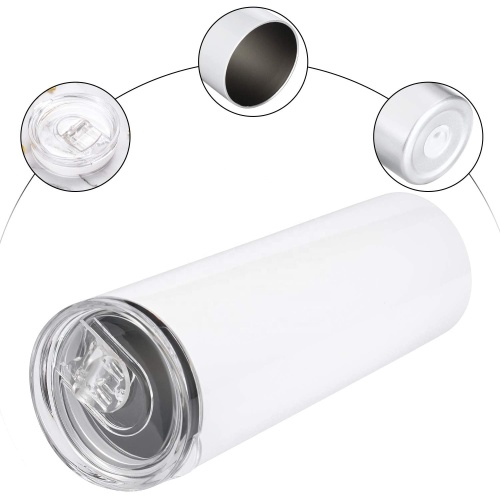 Double Wall vacuum slim mug with straw lid 20 OZ skinny tumbler stainless steel tumbler wholesale