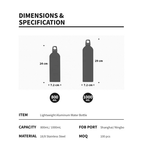 750ml 1000ml metal flask lightweight stainless steel single wall water bottle sports water bottle