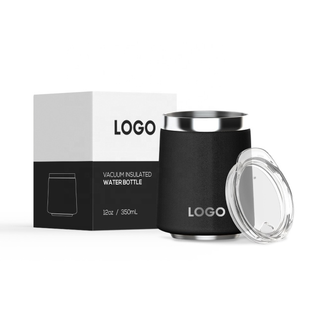 Wholesale 12oz custom logo beer milk vacuum insulated stainless steel wine tumbler metal tumblers