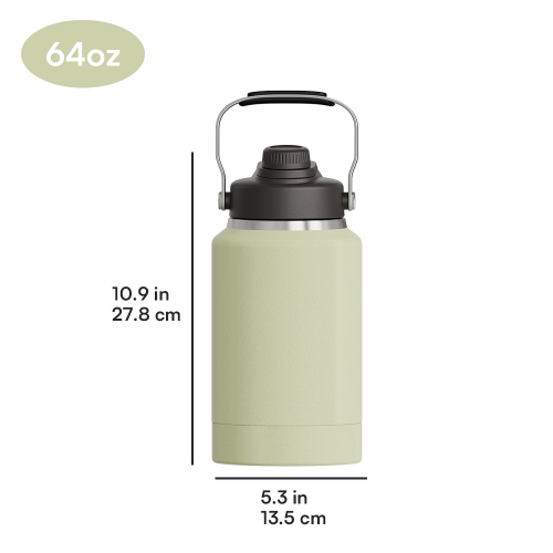 Stainless Steel Metal Vacuum Insulation Camp Water Flask Pet Bowl 64oz Water Bottle with Snacks Container