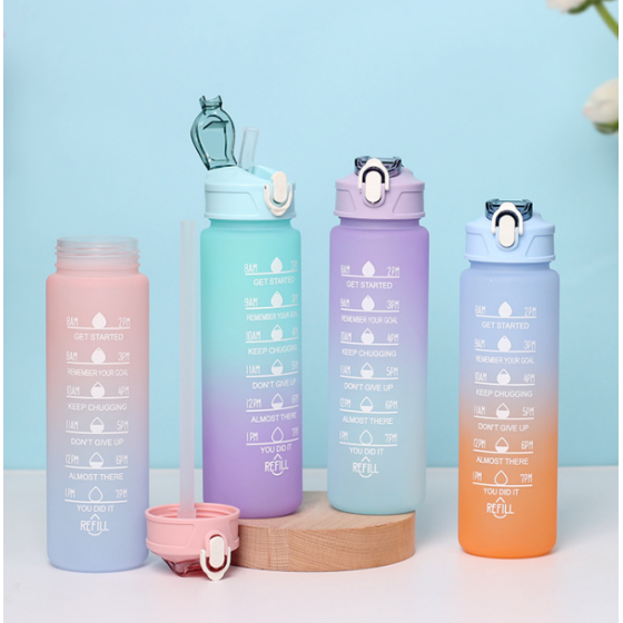 1000ML big capacity plastic outdoor wter bottle with gradient color 