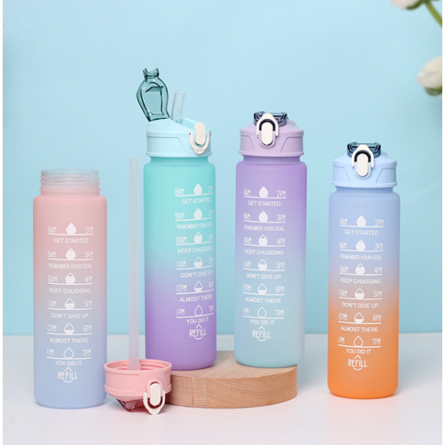 1000ML big capacity plastic outdoor wter bottle with gradient color 