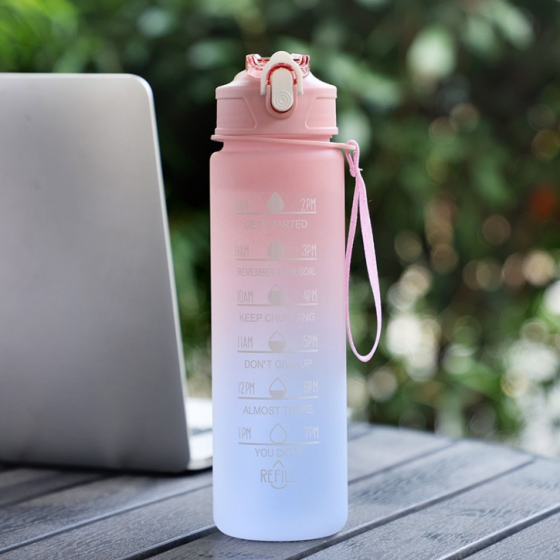 1000ML big capacity plastic outdoor wter bottle with gradient color 