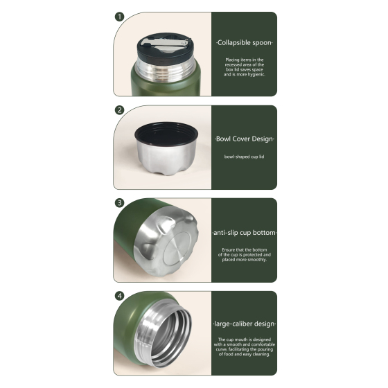 600ml Double wall stainless steel food Jar