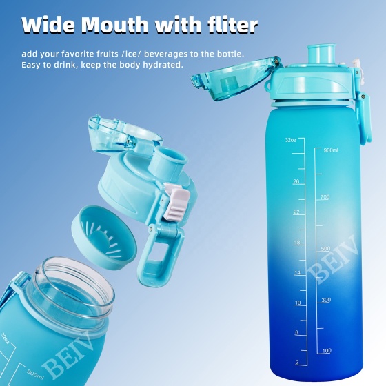Wholesale Cheap 900Ml 32Oz Travelling Pink Gradient Clear Frosted Transparent Workout Drinking Tritan Plastic Water Bottles for