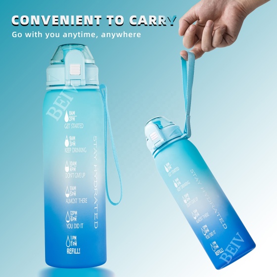 Wholesale Cheap 900Ml 32Oz Travelling Pink Gradient Clear Frosted Transparent Workout Drinking Tritan Plastic Water Bottles for