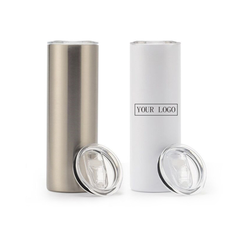 Custom Logo Colour Double Wall Stainless Steel Travel 20Oz Matt White Sublimation Wine Tumbler With Plastic Straw