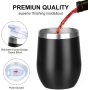 In Bulk Double Walled Insulated 12oz Stainless Steel Glitter Wine Tumblers Cup with Lid and Straw for Coffee Egg Tumbler